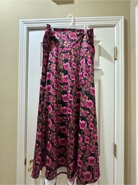 LuLaRoe Black Maxi Skirt with Pink Floral Print